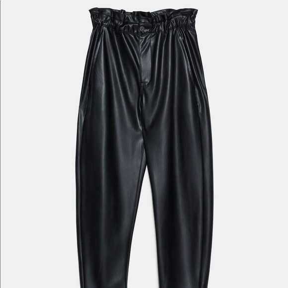 Zara Pants - NWT Zara-Faux leather baggy pants, black